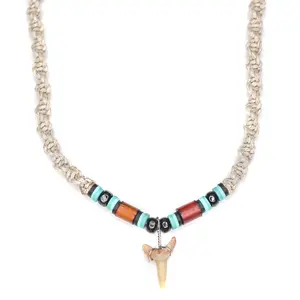 Hemp Beaded Shark - Fossil Shark Tooth Necklace