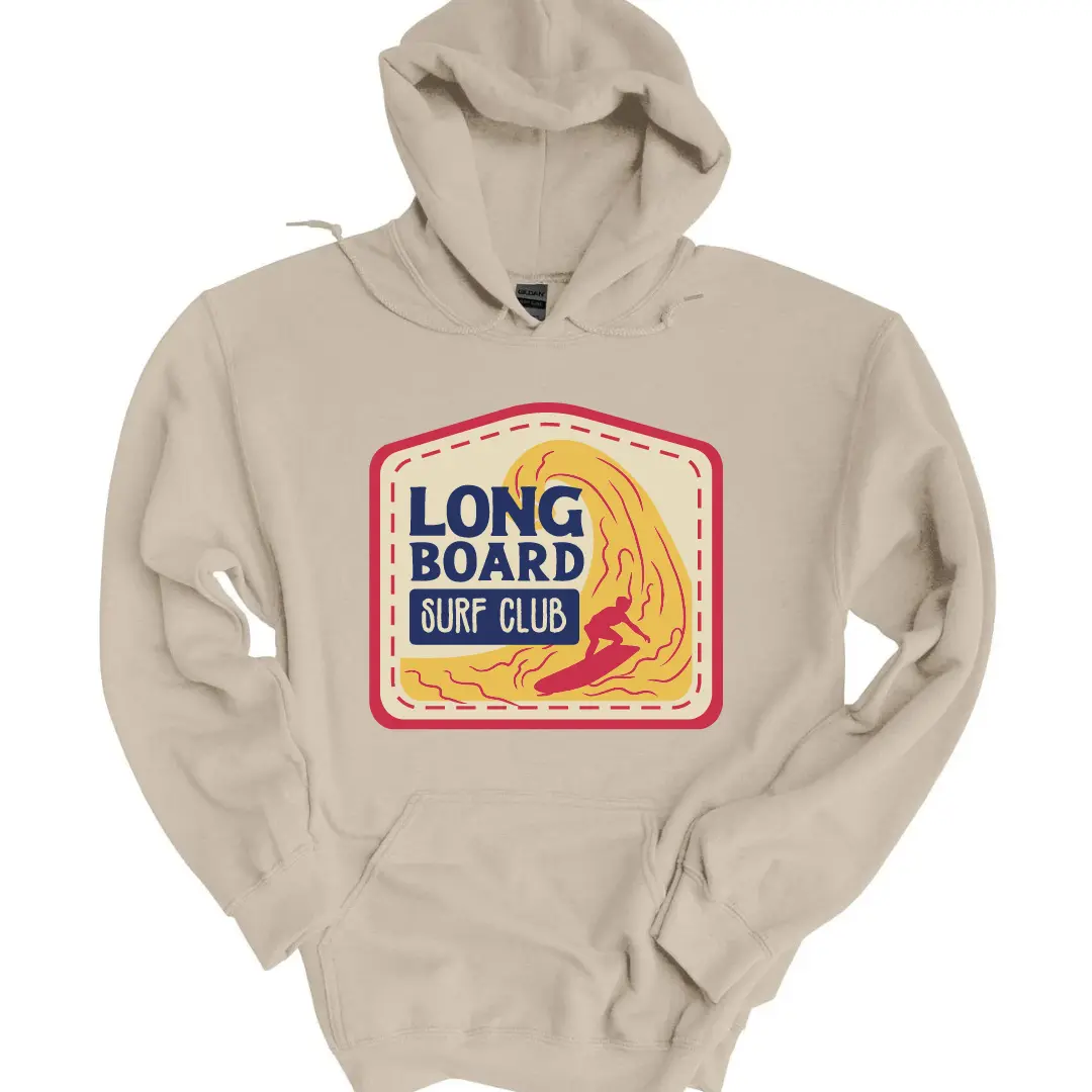 Long Board Surf Club Hoodie Sweatshirt Comfortable