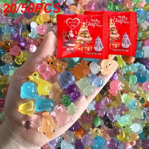 Mini Glow-In-The-Dark Resin Animal Christmas Mystery Bags, Surprise Gift Bags, Quirky Gift for Home Decor, Fairy Garden, Birthday Party, DIY Crafts, Party Gifts, Gift Blind Bag