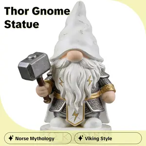 HODAO Mighty Thor Gnome Warrior Mythical Norse Guardian for Gaming Desk & Garden Decor #ThorGnome #VikingStyle Ancient Mythology Figurine