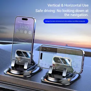 Car Phone Holder - 360-Degree Rotation, Horizontal & Vertical Screen Adjustment, Suction Cup Non-Slip Mount for Car Dashboard Navigation, Compatible with iPhone & Android