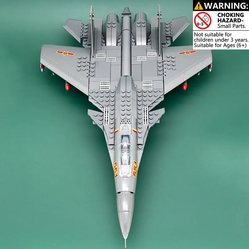 J-15 Carrier-Based Fighter Jet Building Kit for Kids & Adults, Chinese Navy J-15 Jet Brick Model Toy, High-Speed Military Aircraft, Compatible with Major Brand Bricks, Creative STEM Construction Set, DIY Assembly Collectible Display Gift, Building Blocks