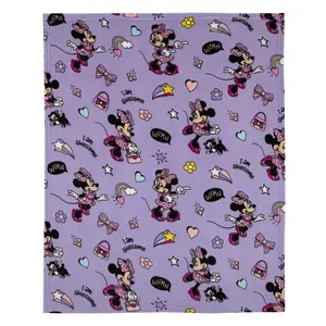 Disney Minnie Mouse I am Awesome Lavender and Pink, Daisy Duck, Rainbow Hearts and Stars Super Soft Toddler Blanket