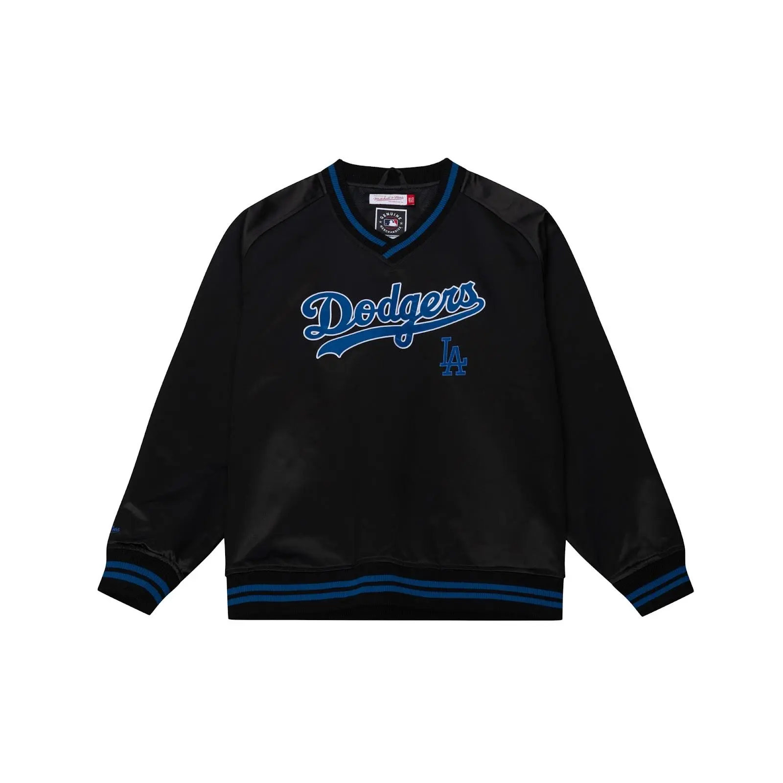 Los Angeles Dodgers Black Cooperstown Vintage Satin Pullover MLB Throwback Outerwear Fan Gear Mitchell & Ness