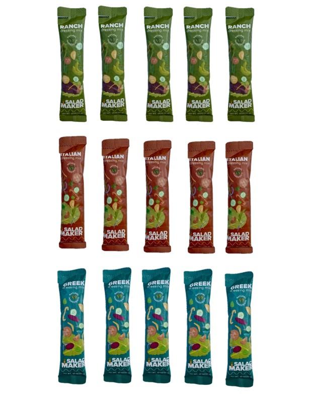 Salad Maker Dry Salad Dressing Mixes, 15 assorted packs of Ranch, Greek, and Italian (5 each), each makes 12 oz of salad dressing trending  recipes