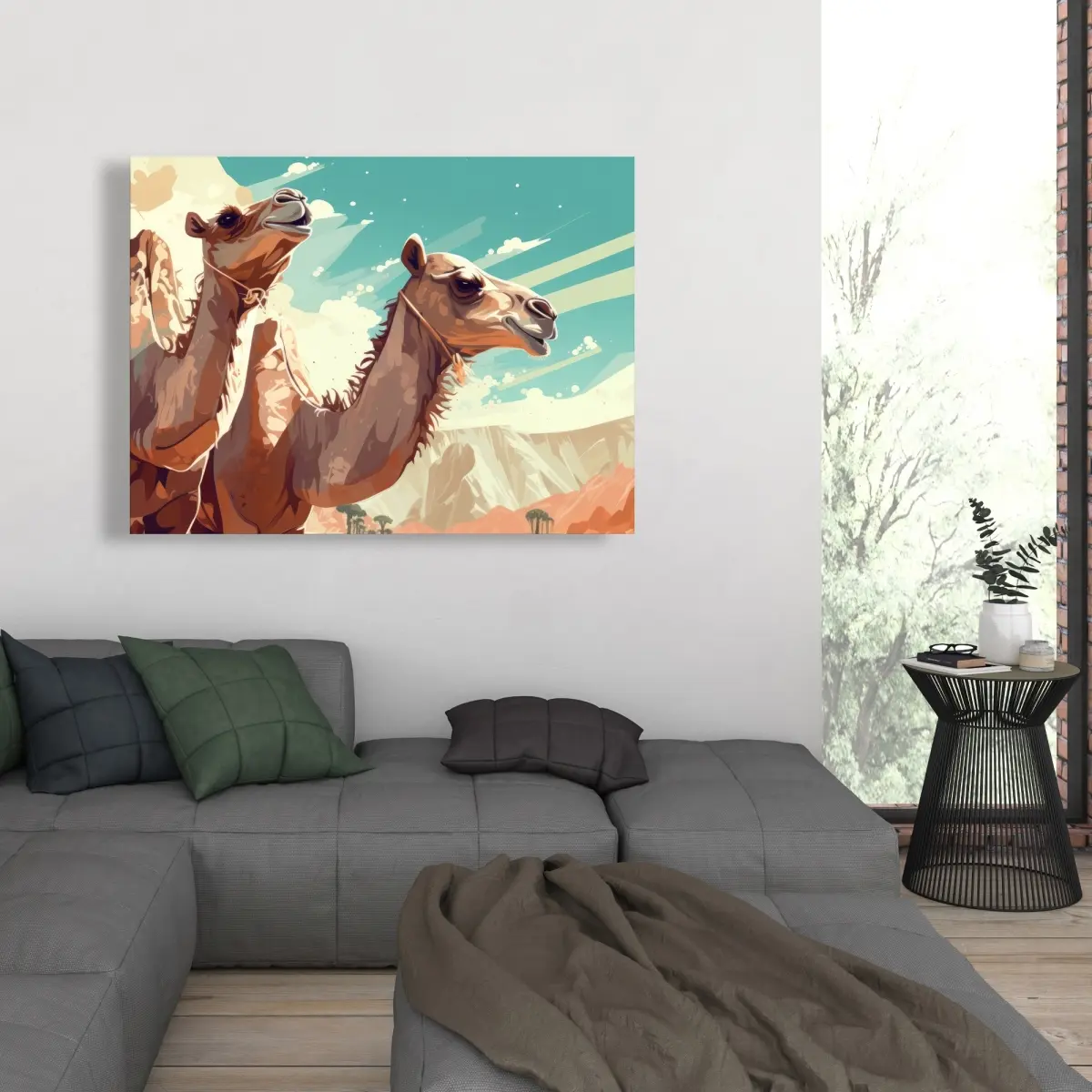212 MAIN 2 Camels Brown Wall Art Print - 36x48 in. - Artwork, Home Decor Decoration, Stylish Room Accent, Ideal Home Supplies Gift