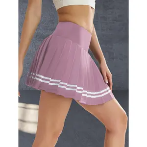 Women's High-Waist 2-in-1 Running and Tennis Skirt with Built-In Shorts - Black & White Pleated Mini Skirt, Stretchy & Comfortable for Spring/Summer/Fall, Polyester Blend, Hand Wash Only, Athletic Skirt