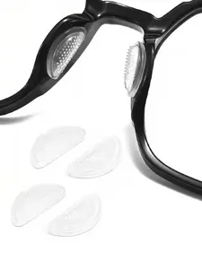 Silicone Eyeglass Nose Pads, Soft Adhesive Anti-Slip Raised Design, Prevents Bruising, Comfort Enhancing, Transparent & Colors