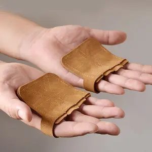 2pcs Leather Weight Lifting Training Gloves Palm Protection Women Men Fitness Sports Gymnastics Grips Pull Ups Weightlifting Workout Protective Glove