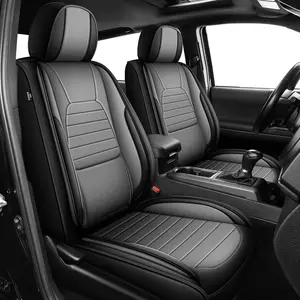 For Tacoma 2024-2026 Double Cab Fit Like a Glove SR SR5 TRD Off-Road Sport Limited Pro Trailhunter Full Set Waterproof Leather Car Truck (129-Black&Grey/Full Set)