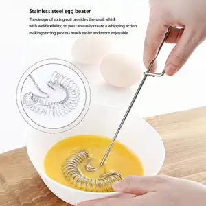Kitchen Egg Beater Spiral Spring Sauce Mixer Whisk, Non-Stick Stainless Steel, Ideal for Mixing and Stirring, Durable Kitchen Tool