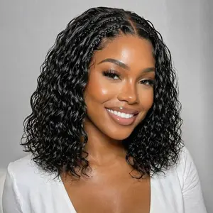 Boho Knotless Braids Natural Black Water Wave Wig 6x4.5 Lace Closure Glueless Wear & Go Human Hair Pre Plucked Wig for Black Women #DealsForYouDays