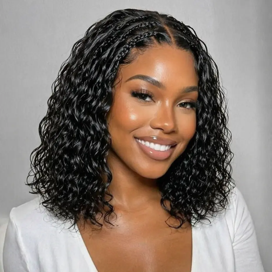 Boho Knotless Braids Natural Black Water Wave Wig 6x4.5 Lace Closure Glueless Wear & Go Human Hair Pre Plucked Wig for Black Women #DealsForYouDays