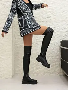 Women's over Knee Boots, Thick Sole Design, Fall Winter Fashion, Elegant Style, Comfortable Fit, Perfect for Casual Wear, Footwear