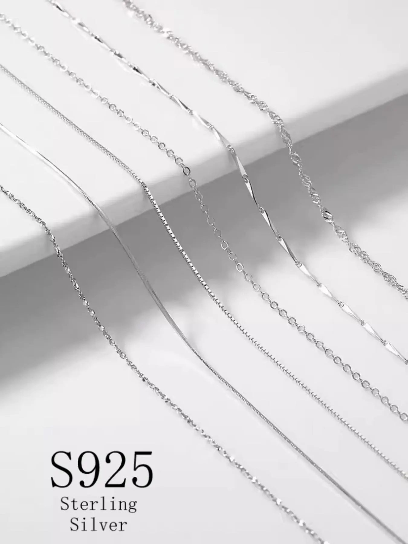 925 Sterling Silver Simple Chain Necklace, Smooth Chain, Minimalist Chain Necklace, Dainty Necklaces, Fashion Jewelry for Party, Daily Decor, Trendy All-match & Exquisite Jewelry for Birthday Gift