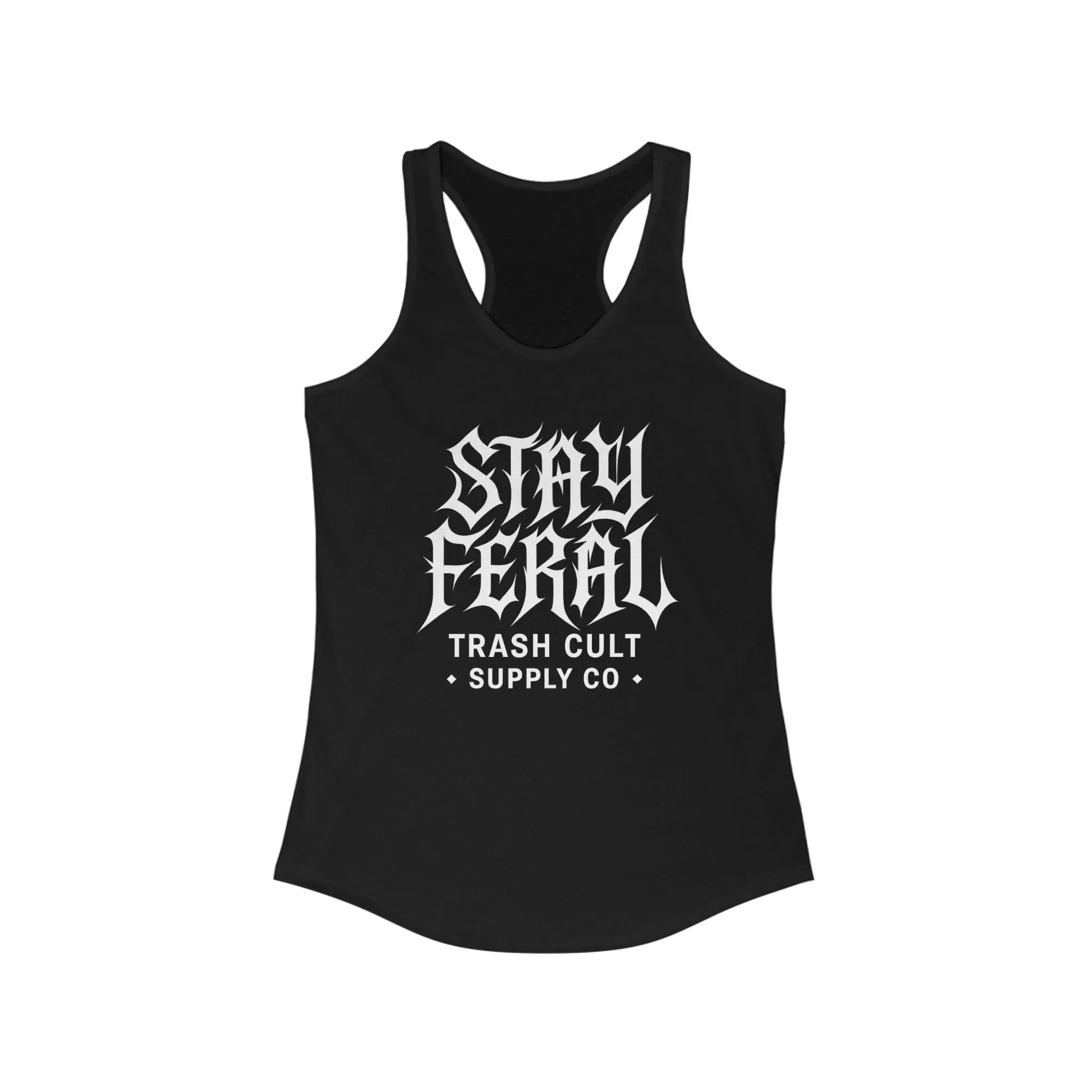 Stay Feral Women's Racerback Tank - Boho Gym Top Sporty Workout Wear Summer Essential Eco-Friendly Activewear Gift for Nature Lovers