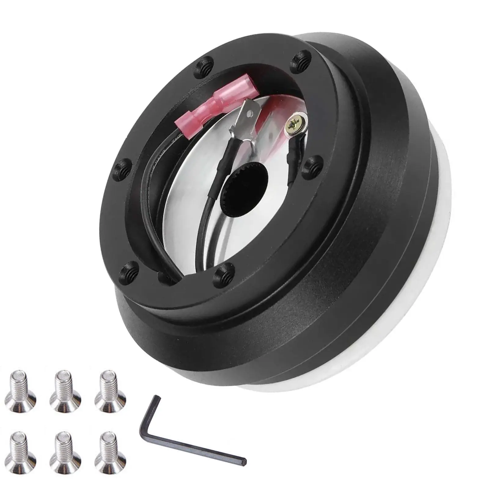 110H Aluminum 6-Hole Steering Wheel Short Hub Adapter - Steering Wheel Accessories with Minimalist Wiring Harness, Quick Release Replacement for Honda Civic, Accord, CRX, Prelude & Acura Integra, 6-Hole Fit