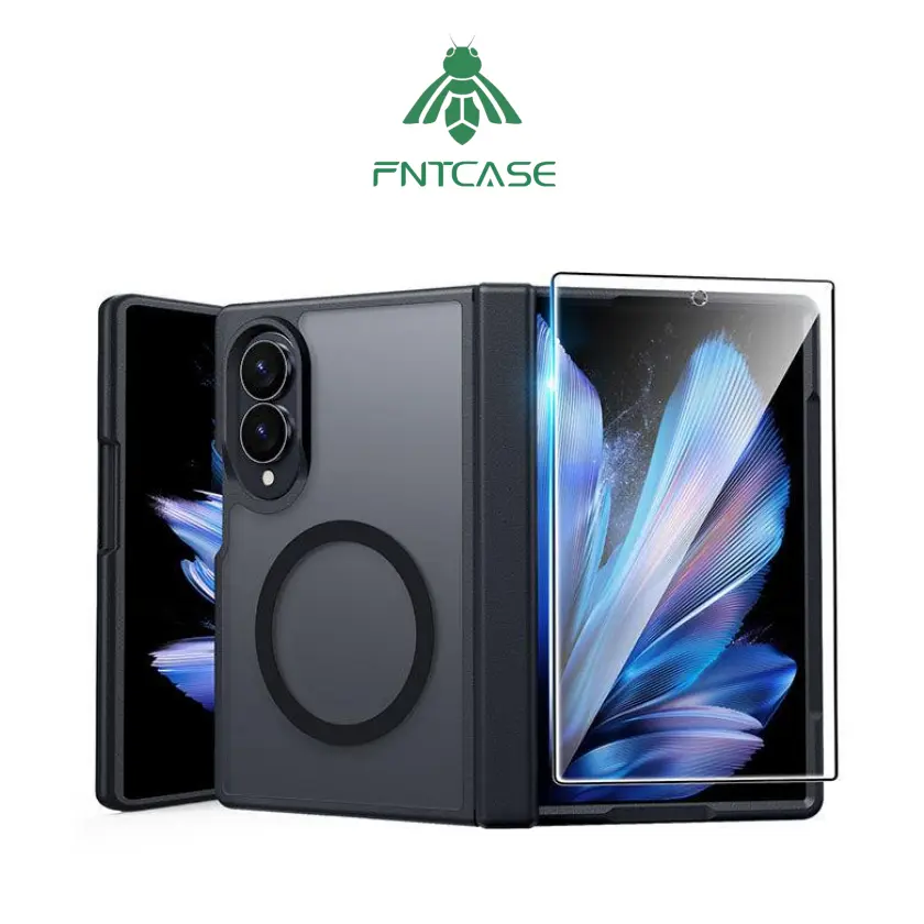 FNTCASE Magnetic Wireless Phone Case for Samsung Galaxy Z Fold8, Translucent Matte MagSafe Cover with Hinge Protection, Military-Grade Shockproof Mobile Phone Accessory, Accessories