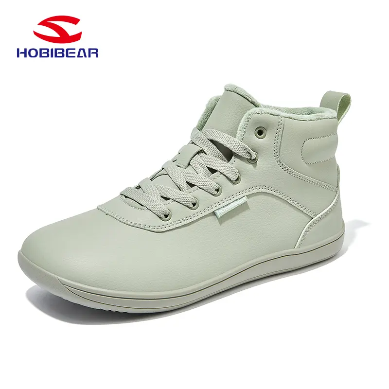 HOBIBEAR Womens Winter Barefoot Shoes Men Wide Toe Box Warm Faux Fur Lined Mid-cut Sneakers winter boots
