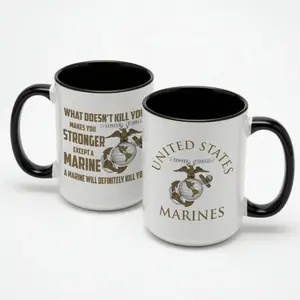 What Doesn't Kill You Makes You Stronger Except A Marine Mug - USMC Semper Fi Funny Coffee Cup -United States Marines Mug, Funny Marine Corps Coffee Cup,Semper Fidelis Eagle Globe Anchor Design, Marine Veteran Gift for Dad Grandpa Husband