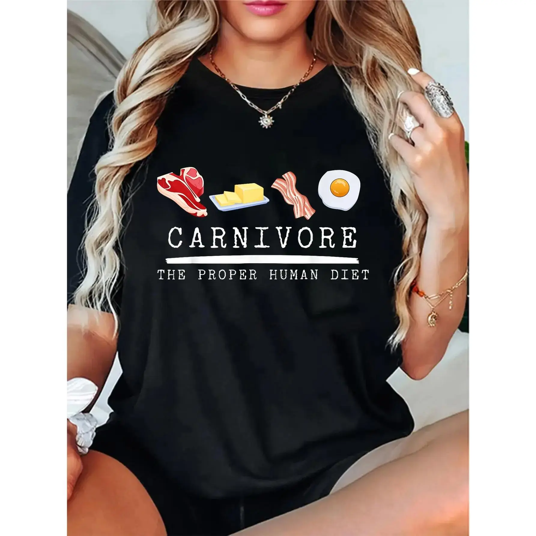 Unisex Carnivore The Proper Human Diet Beef Butter Bacon Eggs T-Shirt Casual Top