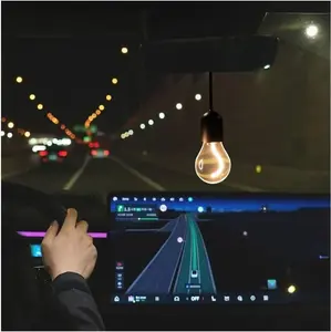 Car-Mounted Decorative Led Bulbs, USB Hanging Glowing Bulb Set, Warm White Cozy Ambiance Night Light for Car Interior, Rear View Mirror Ornaments Bedroom Accessories, Cute Cars Charm Gift