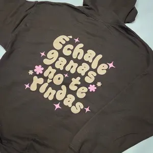 Brown Latina Motivational Wear Echale Ganas Hoodie Comfy Sweater Tops Womenswear Fashion Stylish Soft