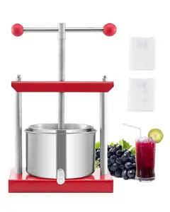 Manual Fruit Wine Press For Home Winemaking, 0.8 Gal / 3 L Capacity In Stainless Steel, Hand Operated Fruit Juicer And Grapes Press For Juicing, Cider, Apple Wine Production, Durable Kitchen Tool
