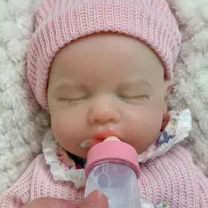 Otarddolls 13 Inch / 33 cm Adorable Open Mouth Reborn Silicone Baby Girl Doll Loulou Washable Visible Veins 3D Painted Skin Lifelike Newborn Doll Ideal Birthday Festival Gifts