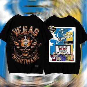 VEGAS NIGHTMARE Heavy Washed T-Shirt  WWE Skull Crown Barbed Wire Design + Seventeen Hustle Loyalty Respect Back Print – Epic Oversized Streetwear Drop  #WrestleMania #VEGAS"