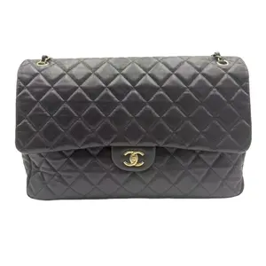 Pre-owned CHANEL FRANCE Crossbody Bags H1 Classic FlapCF Black Gold Cowhide Oversized Maxi/Jumbo H21636