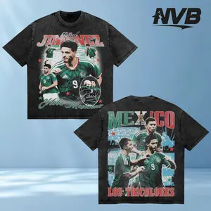 [100%Cotton] Raul Jimenez Number 9 Mexico El Tri Premium Acid Washed Heavyweight T-Shirt, El Lobo Mexicano Los Tricolores Vintage Bootleg, WC 2026 Soccer Merch, Soccer Graphic Tee, Y2K Clothing, Gifts For Him, Oversized Unisex Fan Apparel & Holiday