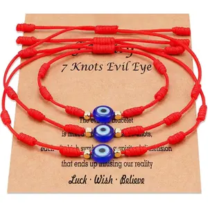 7 Knot Eye Bracelet Red String Bracelets Protection Mommy and Me Matching Bracelet Set Amulet for Women Girls/Boys