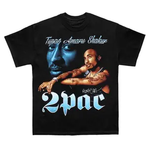 Urban Street Style Tupac Shakur Graphic Tee Gift for Fans T Shirt