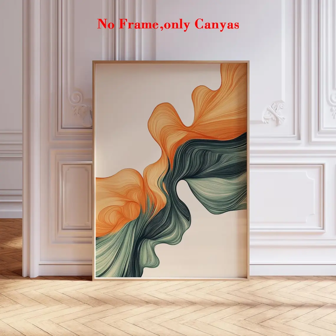 1 pc, wall art, vintage poster, burnt orange sage green modern art print, silky abstract canvas painting, living room decor, bedroom aesthetic design, gift for friends, housewarming gift, unframed, Artwork, Modern Home Decor
