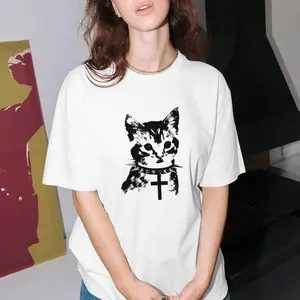 Punk Cat Cross MEME Cat Lover Unisex Fit  Vintage Short Sleeve T-shirt