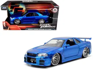 Brian's Nissan GTR Skyline R34 RHD (Right Hand Drive) Blue "Fast & Furious" Movie Movie 1/24 Diecast Model Car by Jada