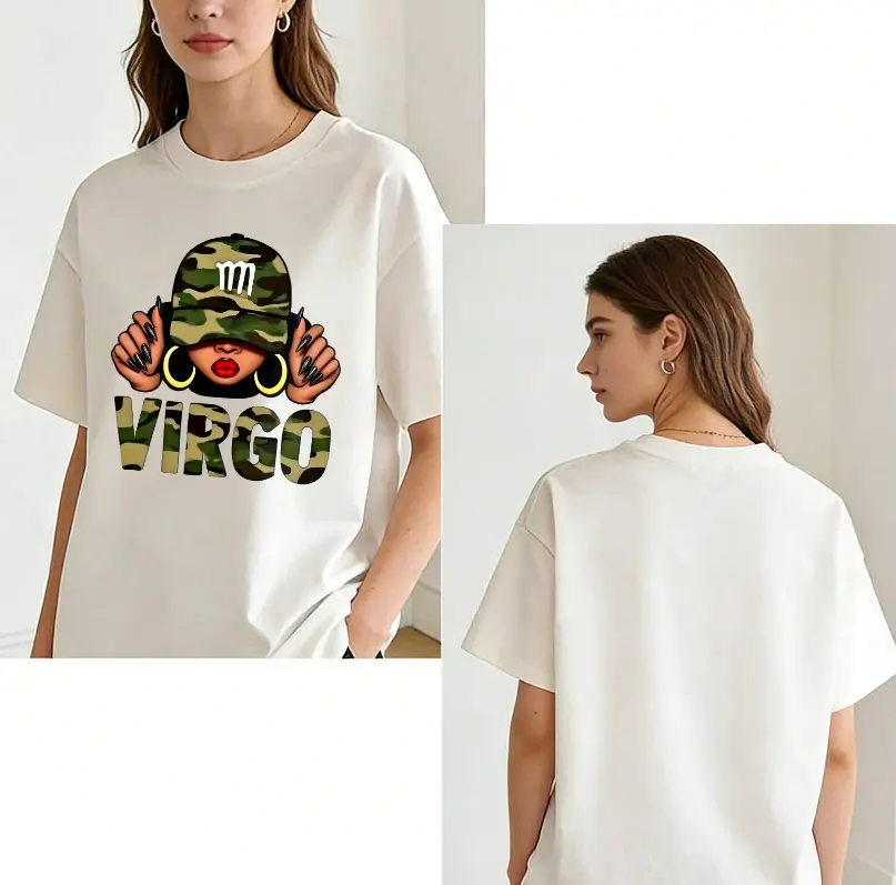 Women'S Virgo Zodiac T-Shirt - White Short Sleeve Top With Virgo Symbol & Astrological Print, Soft Round Neck Casual Tee For Virgo Season Birthdays, Casual Attire & Gifts