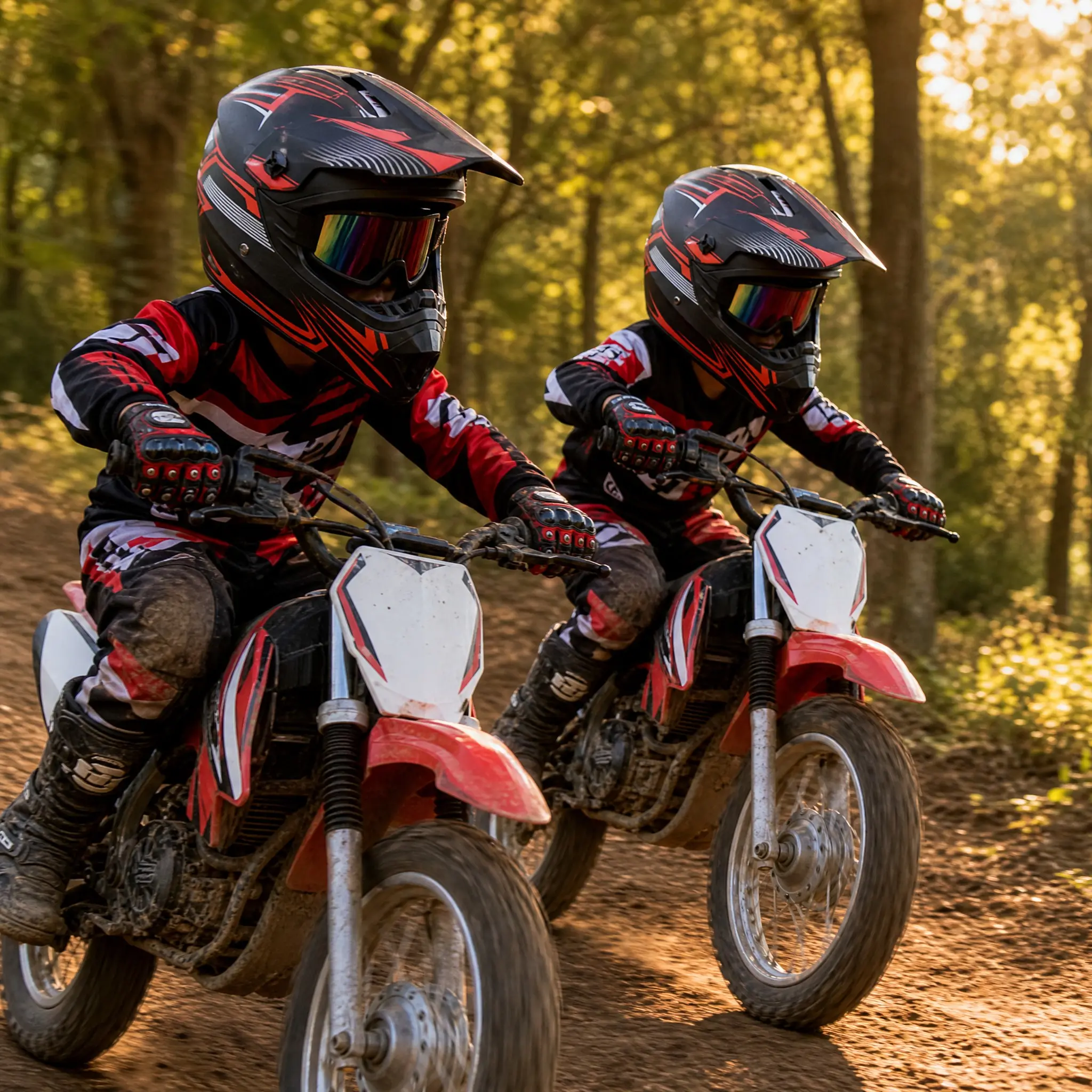 Motocross Helmet Dirt Bike Helmet Full Face Motorcycle Helmet Matte Black ABS Shell Red Graphic Adult Unisex Off-Road Riding Impact Protection Racing Gear