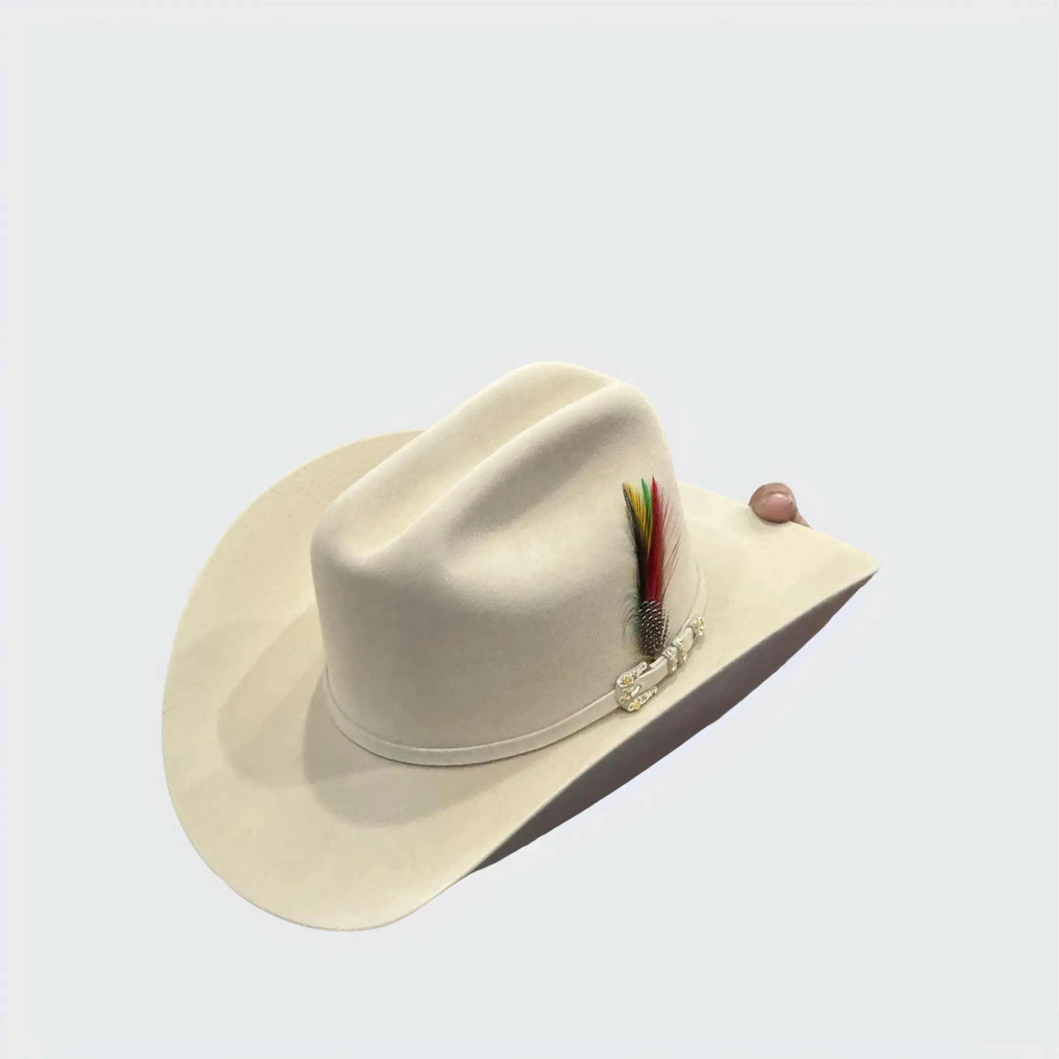Unisex 10X Jerarca Adjustable Cowboy Hat - Silver Belly, Rancher Crease, Unique Seams, Auto-Tie Buckle Band, Leather Sweatband, Larry Mahan Inspired, Made in USA, Auto-Tie Band