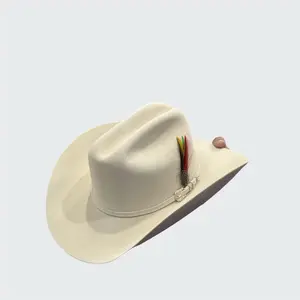 Larry Mahan's 10X Jerarca Silver Belly Authentic Style Cowboy Hat with Elegant Embroidered Plaid, Gold & Silver Buckle, and Crystal Accents