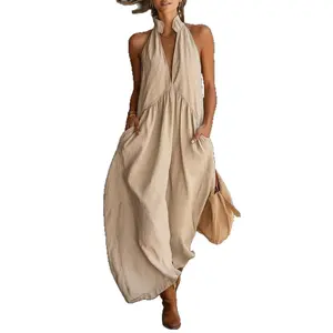 2026 Minimalist Halter Neck Maxi Dress |   Casual Loose Fit Pocket Dress |   Effortless Summer Outfit for Women # MaxiDress # HalterNeckDress # BohoFashion # SummerDress # CasualDress # WithPockets # DressesForWomen # Outfit of the Day