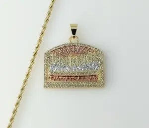 Plated Tri-Color Blinged The Last Supper 3mm Rope/Braided Chain Necklace