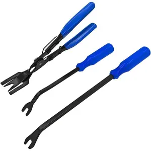 3 count Clip Pliers Set Auto Trim  Kit,   Tool for Door Dashboard Panel Fastener Remover, Upholstery Combo Repair Kit with Storage Bag, Universal  Accessories (Blue)