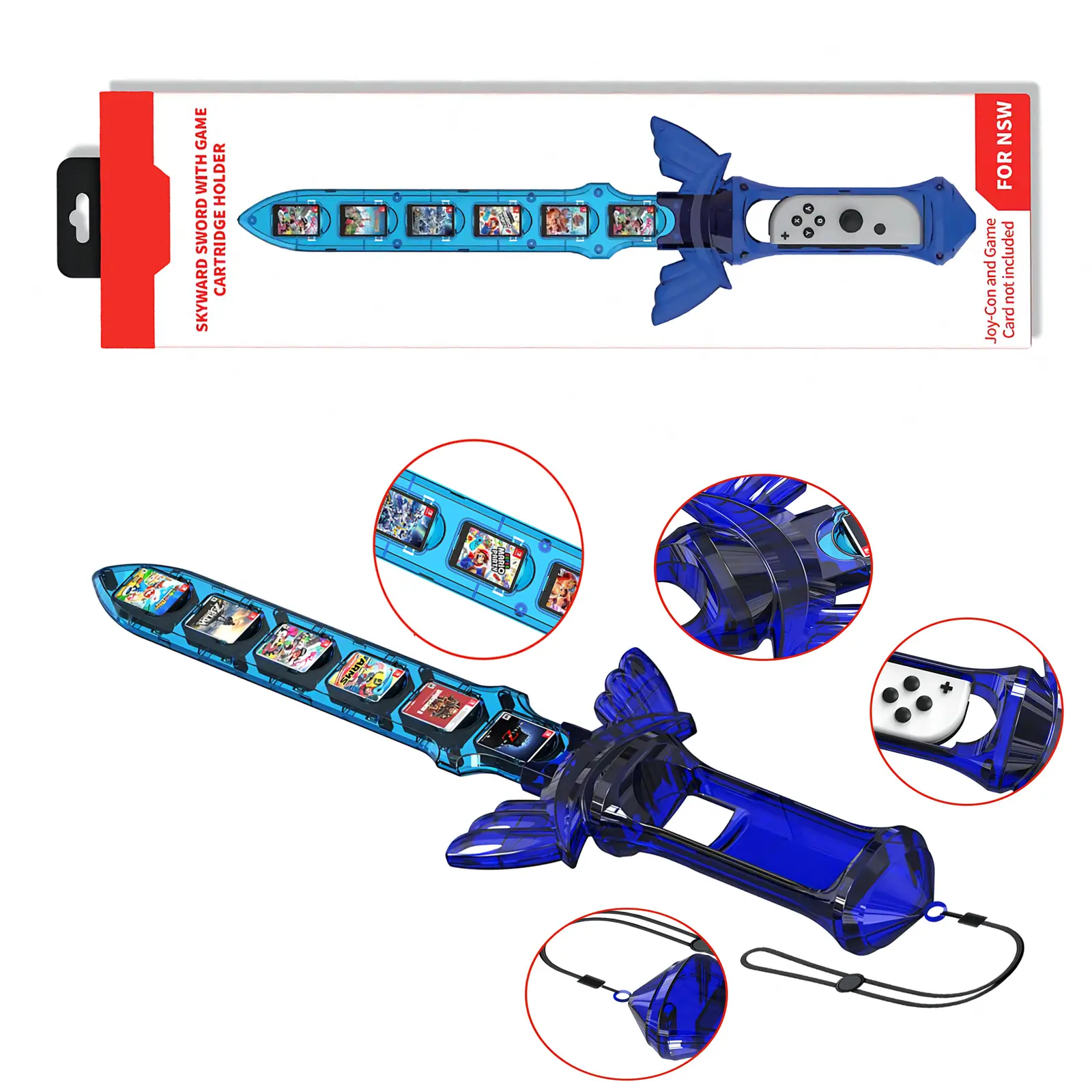 Sword Accessory Designed with Wrist Strap for Zelda, 12 Game Cards Storage Device for Nintendo Switch, Toy for the Legend of Zelda