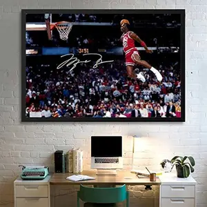 Basketball Poster Michael Jordan Flying Dunk Wall Art Frames Not Included