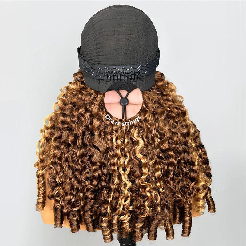 [WEAR GO HALF WIG] URody Highlight Burmese Curly Half Wig 200% Density InvisiFit Strap Flip Over Wig