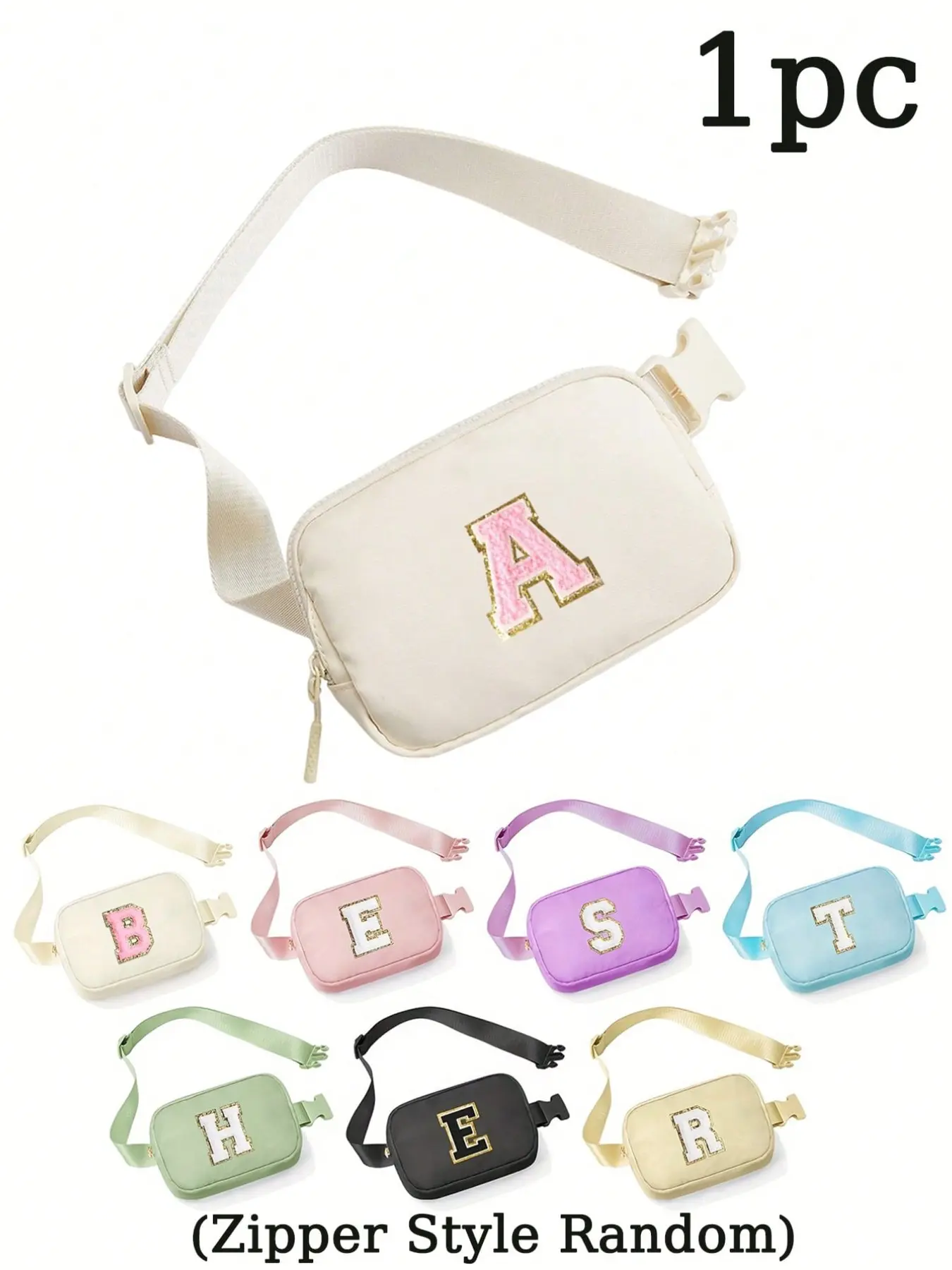 Women's Casual Letter Crossbody Waist Bag, Fashion Mini Belt Bag with Adjustable Nylon Strap, Multifunctional Compact Design for Daily Use, Waist Packs