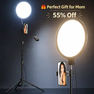 Weilisi 10.5" Ring Light with 69" Tripod Stand and Phone Holder Kit, Full-Screen Zoom Lighting for Video Recording, Makeup, Live Stream, Dimmable LED Selfie Ring Light Tripod for iPhone with Remote