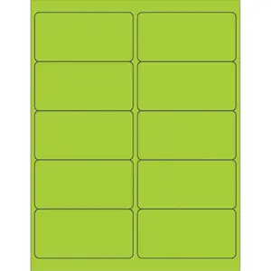 212 MAIN 4x2 in. Fluorescent Green Removable Rectangle Laser/Inkjet Labels - 1000-Pack Self Adhesive Temporary Acrylic Project Labels for Office Supplies, Acrylic Labels